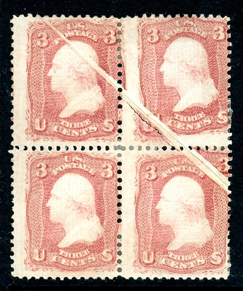 USA Scott 88 Mint Block/4 with Dramatic Pre-Print Paper Fold w/2022 PFC (Est $1500-2000)