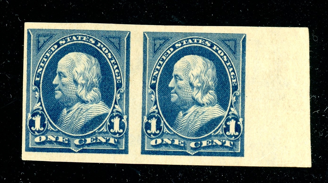 USA Scott 264P5 Mint Plate Pair, 1¢ Blue Franklin F-VF (SCV $275)
