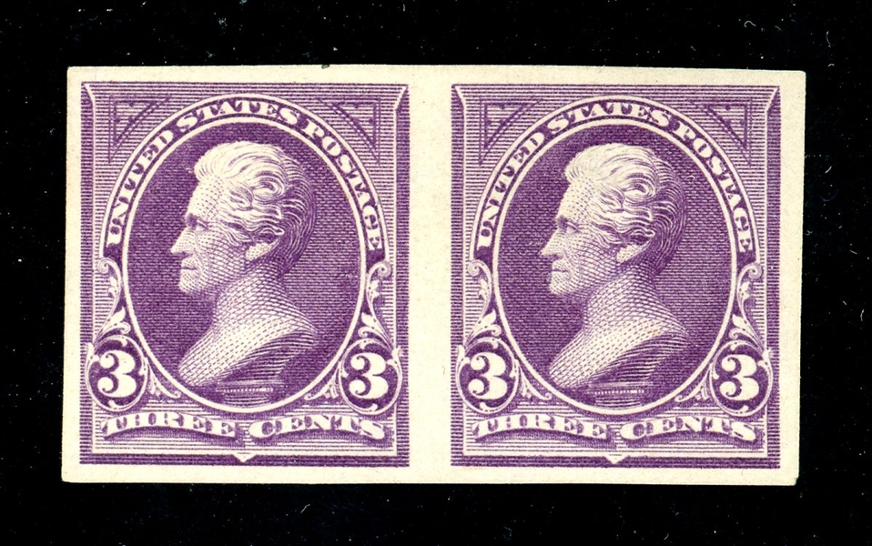 USA Scott 268P5 Unused Plate Pair, 3¢ Purple Lincoln F-VF with PFC (SCV $250)