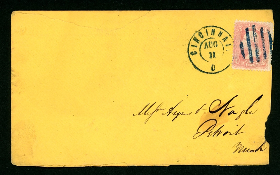 USA Scott 64b on Cover, Cincinnati CDS (SCV $170)