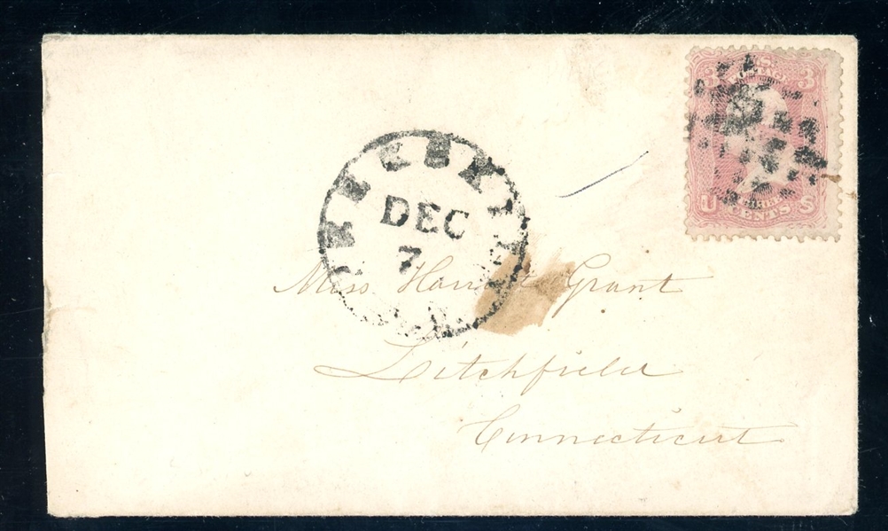 USA Scott 64b on Small Cover to Litchfield CT (SCV $170)