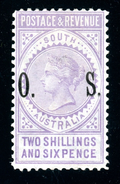 South Australia Scott O83 MH Fine, 2sh/6p Rare Official (SCV $8750)