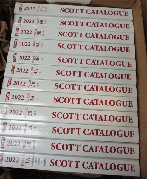 2022 Scott Catalogs - 12-Volume Set, Used But in Like-New Condition (Est $300-400)