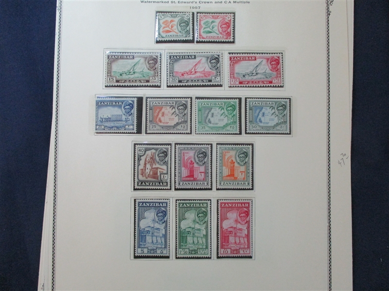 Zanzibar Mint Collection on Scott Pages, 1952-67 (SCV $228)