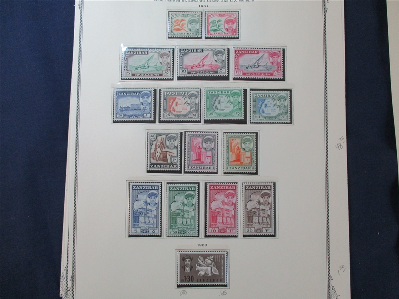 Zanzibar Mint Collection on Scott Pages, 1952-67 (SCV $228)