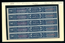 Newfoundland Tobacco NT201CP Imperf Strip of 5 (Est $75-100)