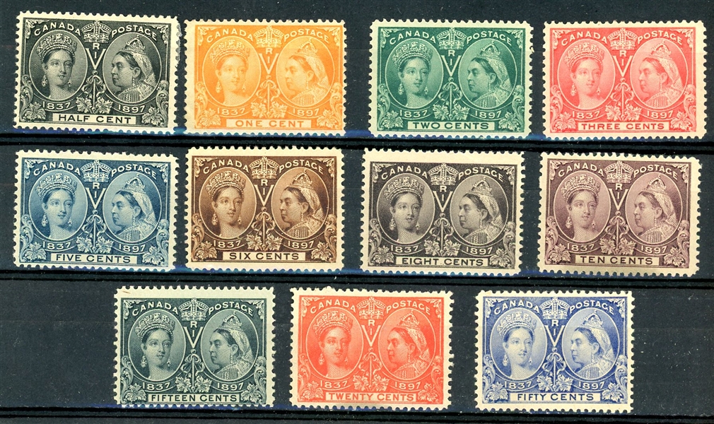 Canada Scott 50-60 Unused, ½¢ through 50¢ Jubilees (SCV $1777)