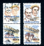 USA Scott C92a MNH Pair, Large Color Shift, Wright Brothers (Est $60-80)