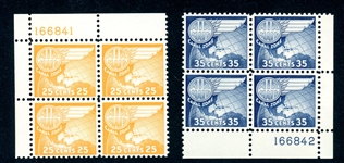 Canal Zone Scott C30-C31 MNH Airmail Plate Blocks (SCV $185)