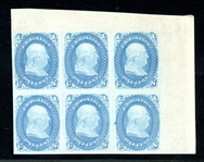 USA Scott 63P3 Block of 6 Plate proof on India Paper (SCV $335)