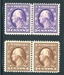 USA Scott 376-377 MNH F-VF, 3¢ and 4¢ Washington in Pairs (SCV $210)