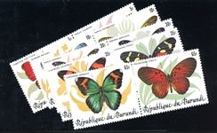 Burundi Scott 611-615 MNH Complete Set in Pairs - 1984 Butterflies (SCV $315)