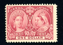 Canada Scott 61 MLH F-VF, 1897 $1 Jubilee (SCV $750)