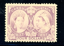 Canada Scott 64 MVLH F-VF, 1897 $4 Jubilee (SCV $1300)