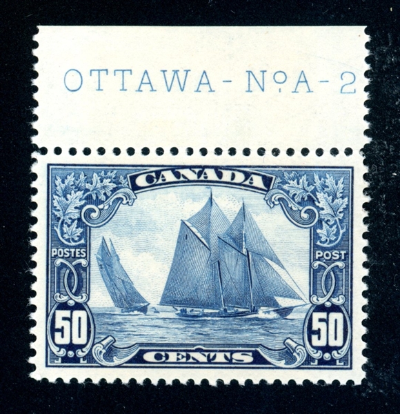 Canada Scott 158 MNH XF Plate Single, 50¢ Bluenose (SCV $425+) 