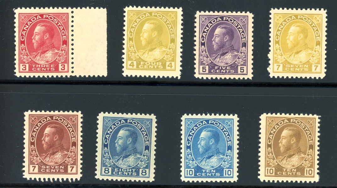 Canada Scott 109//118 MNH, Fresh Group of Admirals (SCV $847)