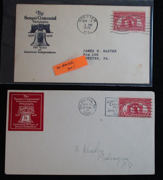 USA Scott 627 First Day Cover Group - 1926 Sesquicentennial Expo (Est $100-150)