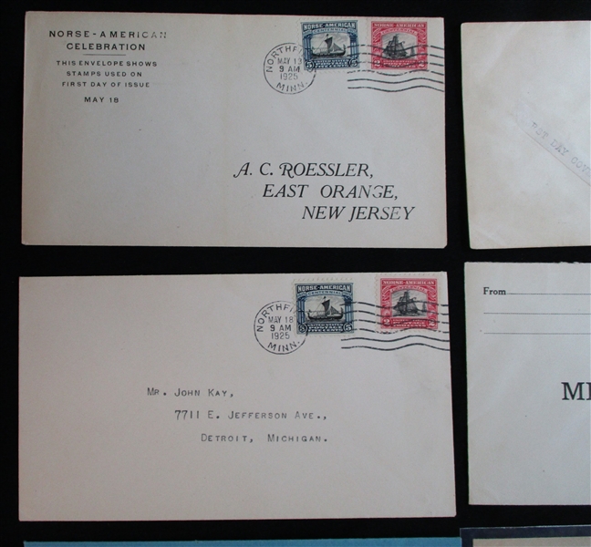 USA Scott 620-621 First Day Cover Group - 1925 Norse American (Est $100-150)