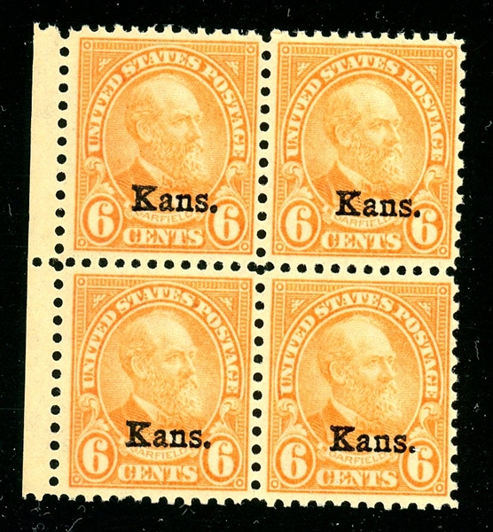 USA Scott 664 MNH F-VF Block of 4, 1929 6¢ Kansas (SCV $200)