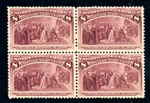 USA Scott 236 MNH Block of 4, 8¢ Columban, F-VF (SCV $560)