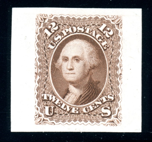 USA Scott 69TC1ag Red Brown 12¢ Washington Proof (Est $300-400)