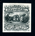 USA Scott 121-E1h, 30¢ Black Die Essay on Ivory Card (SCV $1000)