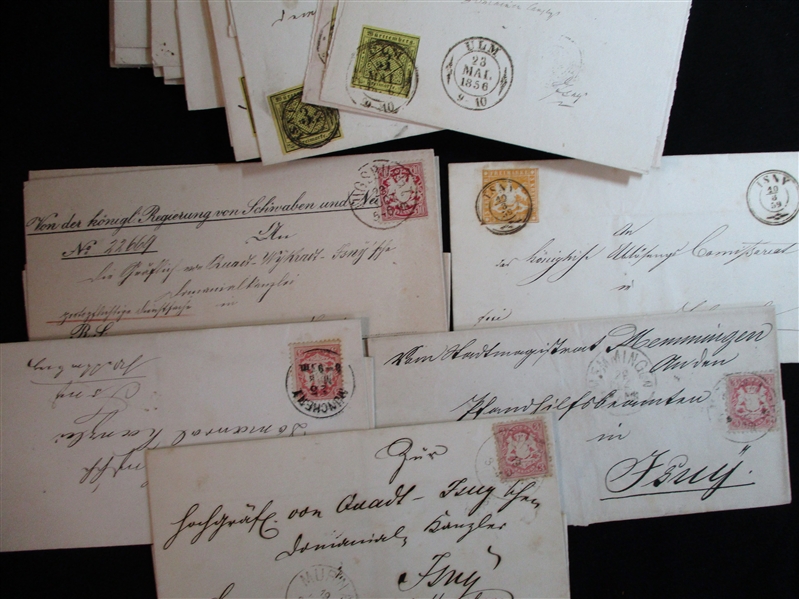 German States Covers, Cards, Mostly Wurttemberg (Est $120-150)