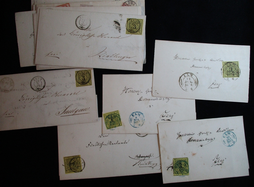 German States Covers, Cards, Mostly Wurttemberg (Est $120-150)