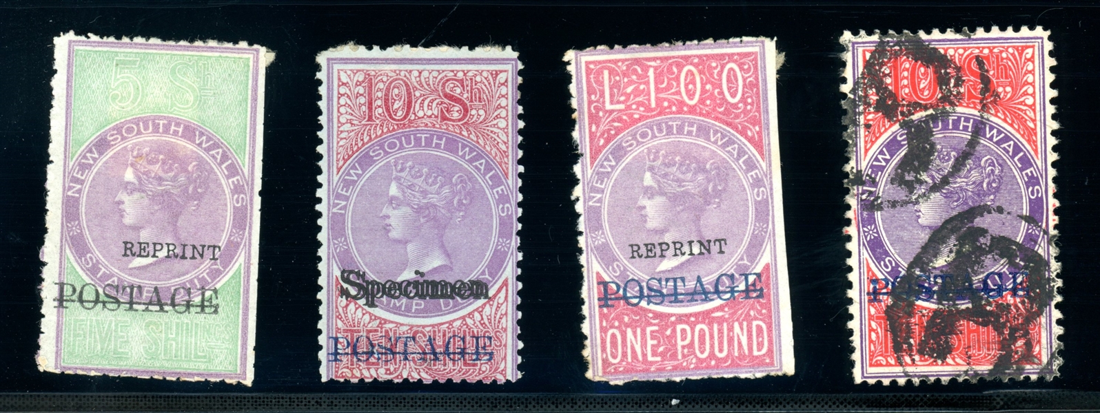 New South Wales Group of Larger Denominations with Overprints (Est $100-200)