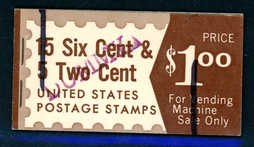 USA Scott TDB14 Complete Booklet, Purple DUMMY Handstamp (SCV $150)