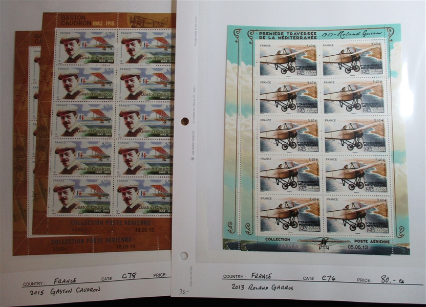 France Modern Airmail Sheetlets of 10, 7 Different (SCV $800)