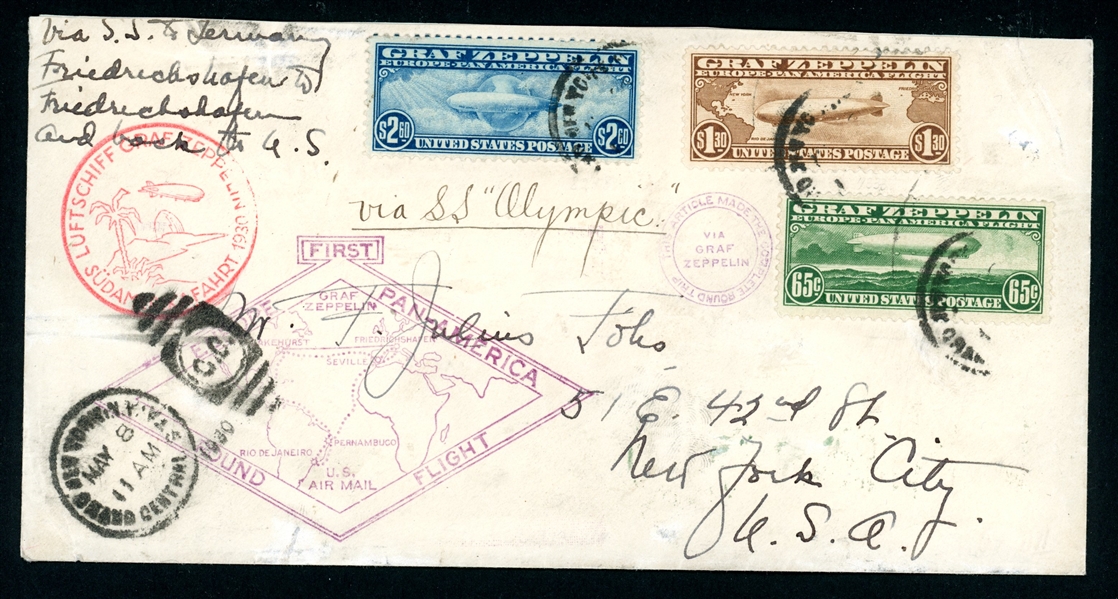 USA Scott C13-C15 on South American Flight Cover (Est $900-1200)