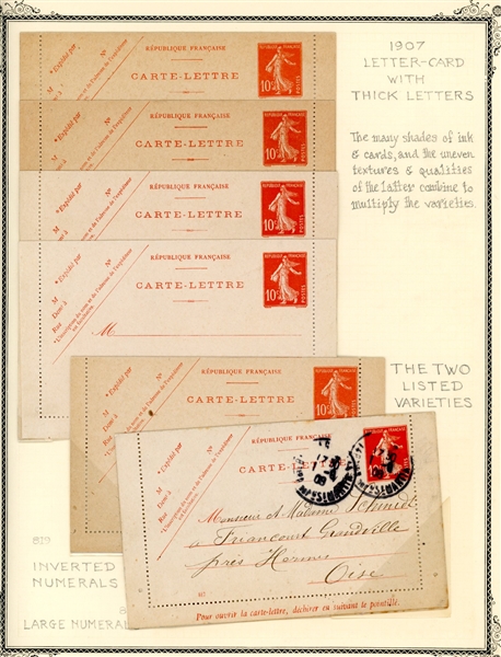 France 10 Centime Red Sower Postal Stationery Specialized Collection (Est $100-150)