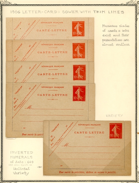 France 10 Centime Red Sower Postal Stationery Specialized Collection (Est $100-150)