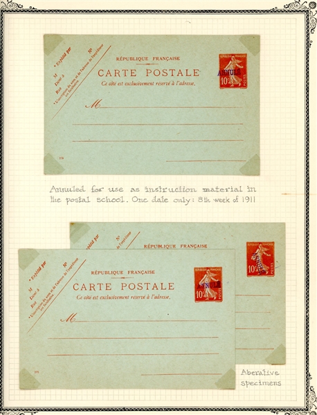 France 10 Centime Red Sower Postal Stationery Specialized Collection (Est $100-150)