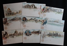 1893 Columbian Exposition Postal Cards, 9 Different Unused (Est $90-120)