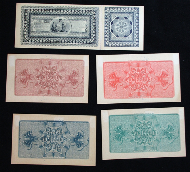 1893 Columbian Exposition Tickets, 5 Different (Est $90-120)