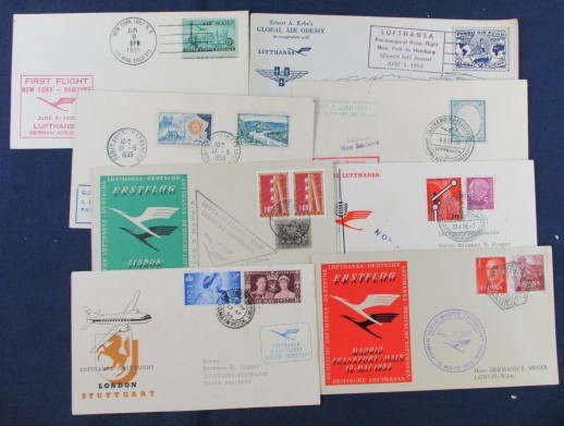 Germany Lufthansa Airmail First Flight Covers (Est $100-150)