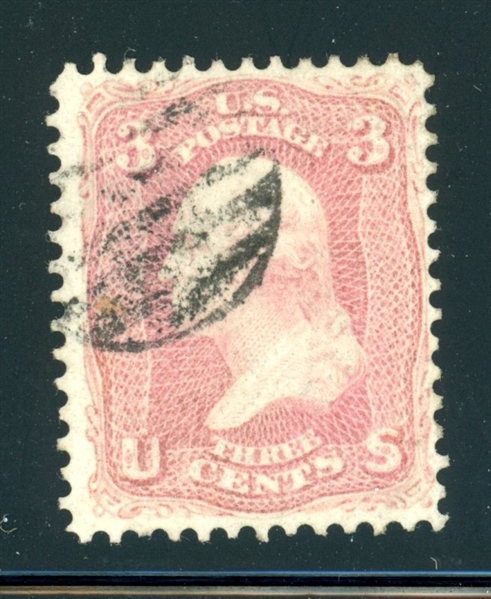 USA Scott 64b Used F-VF, 3¢ Rose Pink with 2008 PF Certificate (SCV $140)