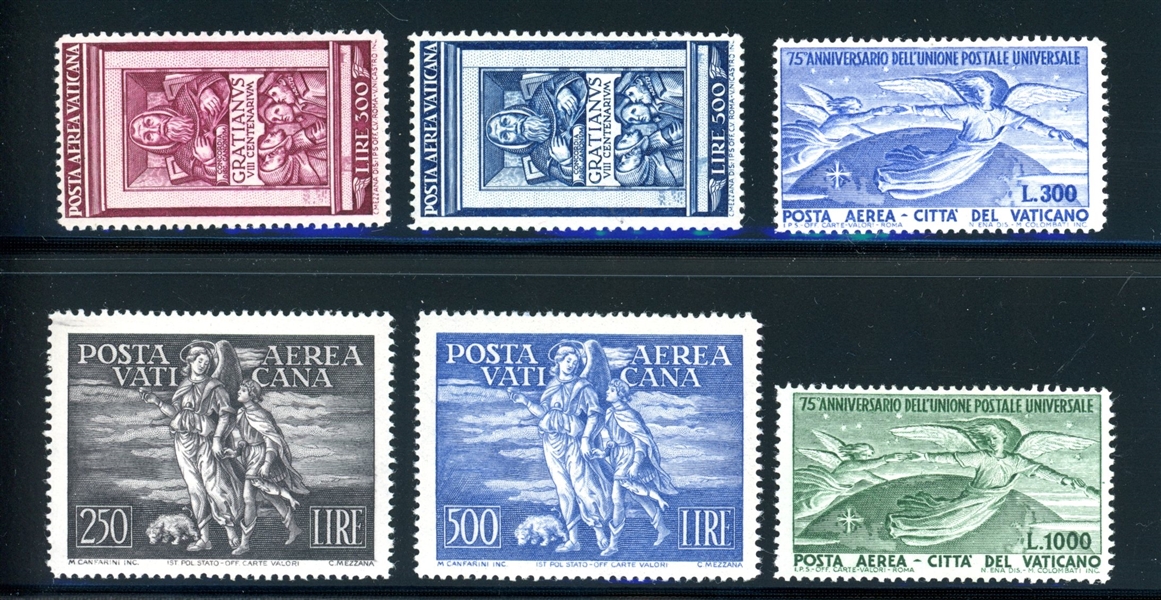 Vatican City Airmail Sets, Scott C16-C21 MLH Sets (SCV $670)