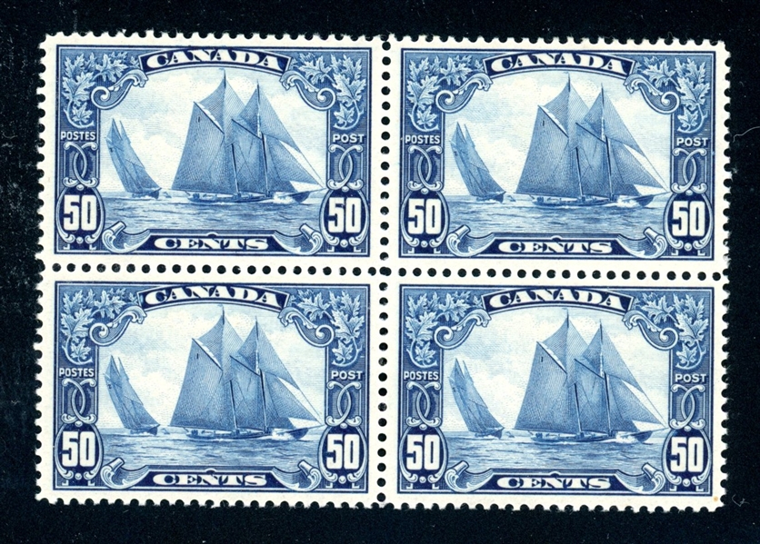 Canada Scott 158 MNH Block/4, 50¢ Bluenose (SCV $1700) 