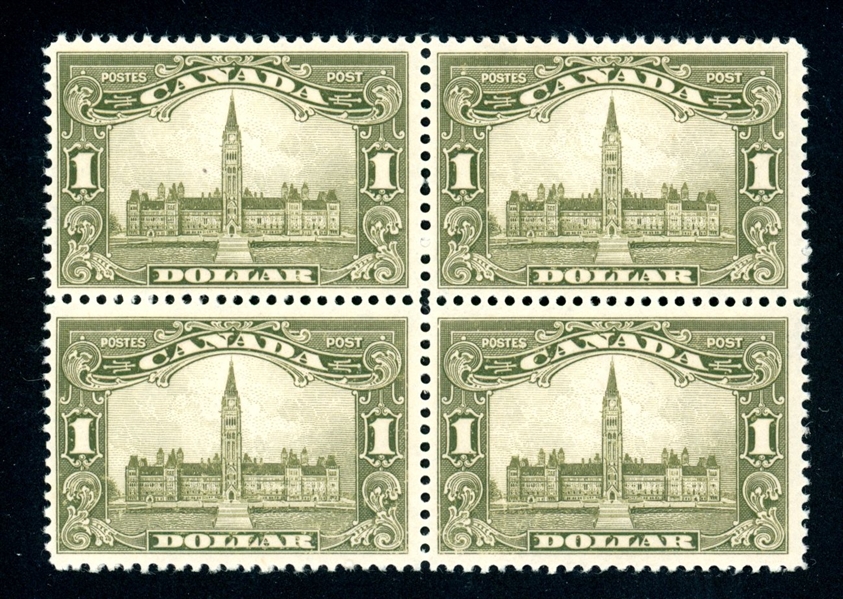 Canada Scott 159 MNH Block/4, $1 Parliament (SCV $2300) 