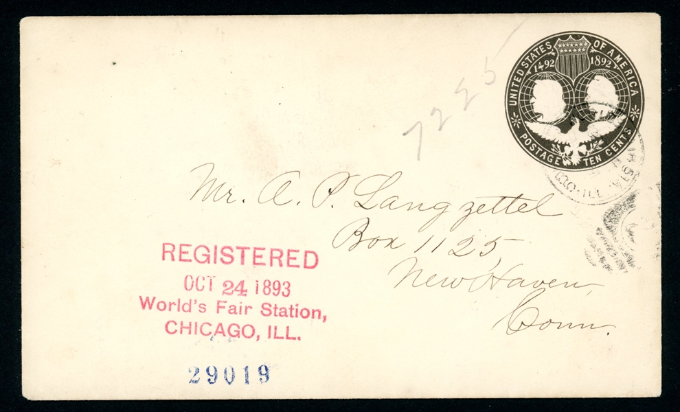 USA Scott U351 Tied with Columbian Expo/Reg'd Expo Cancels (Est $150-200)