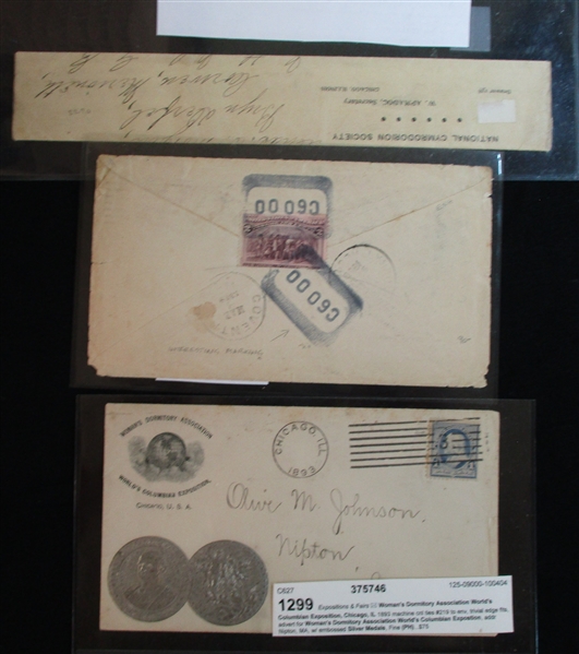 USA Columbian Worlds Fair Related Covers/Card, 6 Different (Est $100-150)