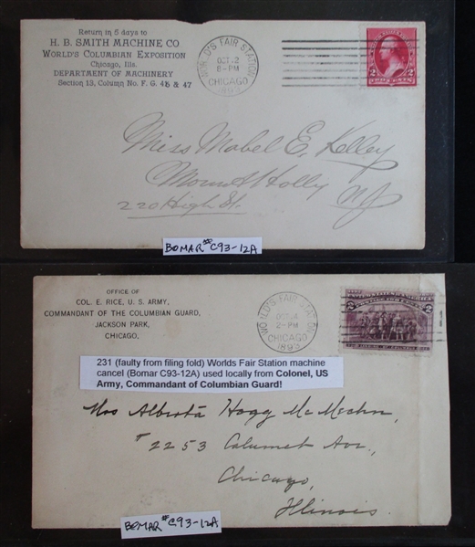 USA Columbian Worlds Fair Related Covers, 4 Different (Est $120-150)