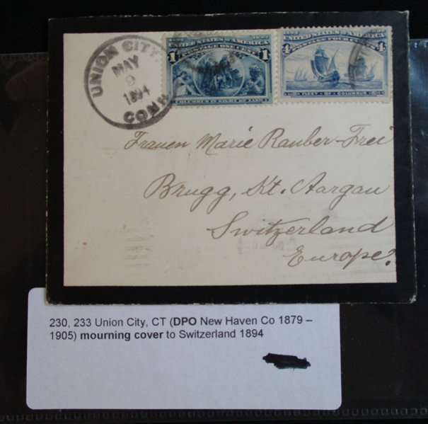 Columbian Exposition Covers to Switzerland, 3 Different (Est $120-150)