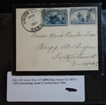 Columbian Exposition Covers to Switzerland, 3 Different (Est $120-150)