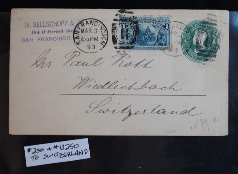 Columbian Exposition Covers to Switzerland, 3 Different (Est $120-150)