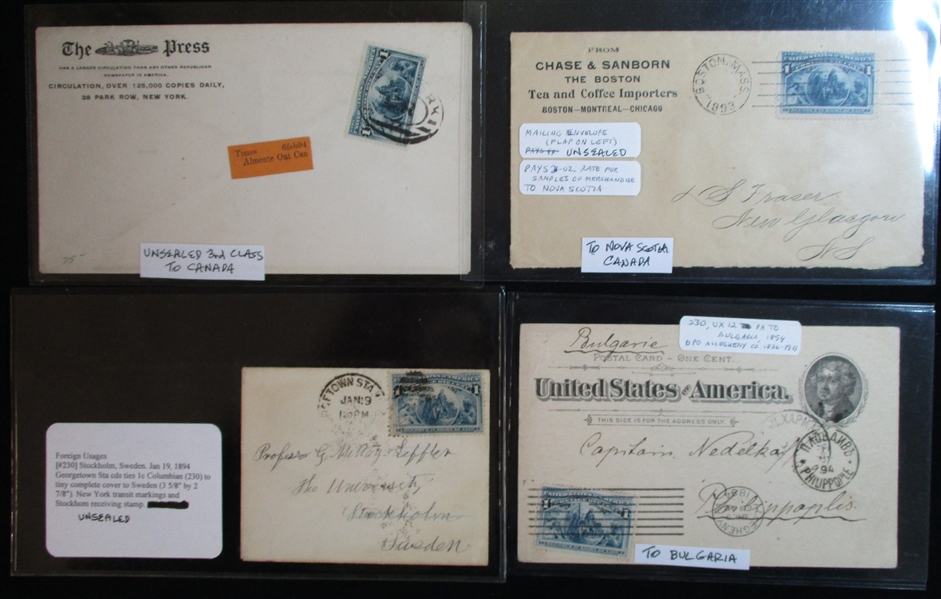 USA Scott 230, 21 Cover/Cards to Foreign Destinations (Est $250-300)