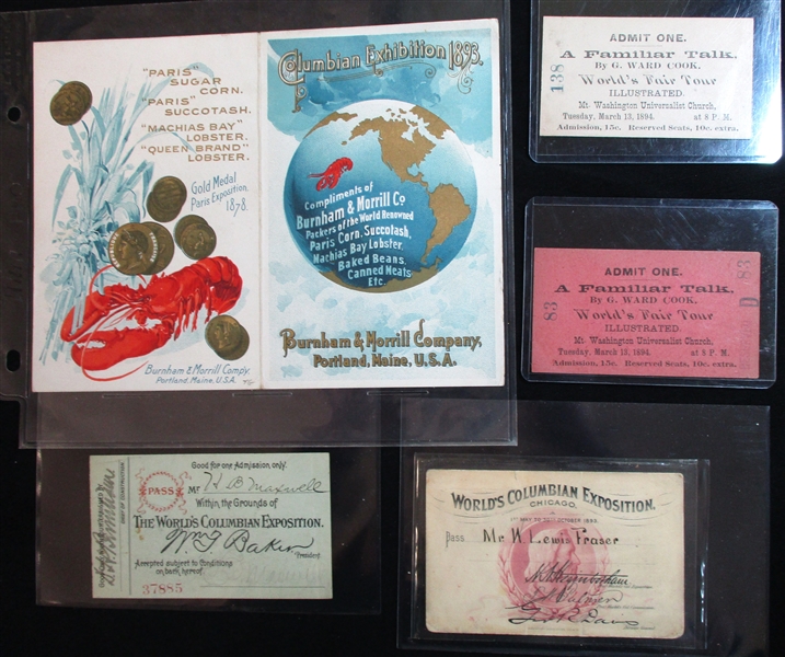 1893 Columbian Expo Related Ephemera Group (Est $80-120)